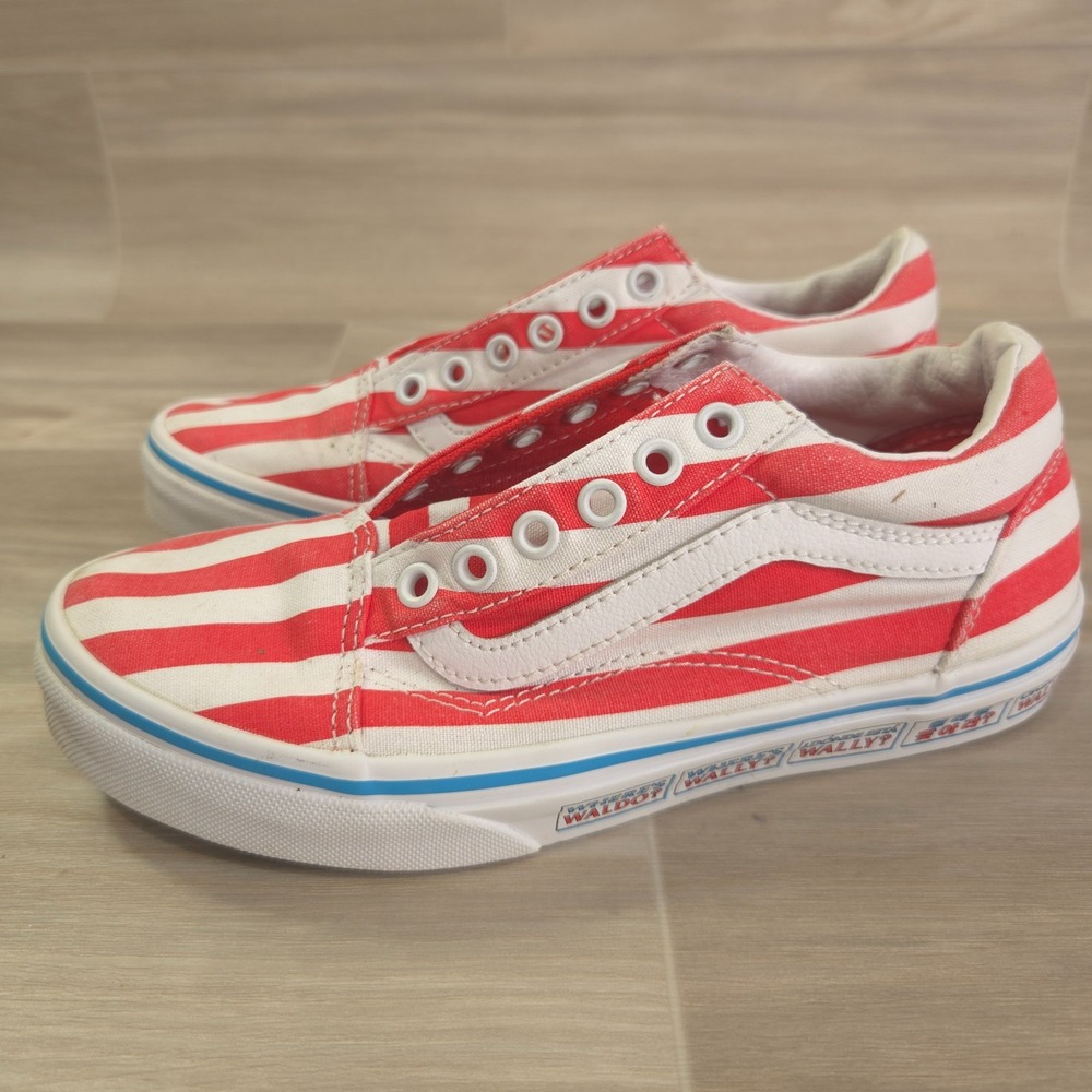 Vans Old Skool Where's Waldo Kids 3.0 Red White Striped Skate Sneakers